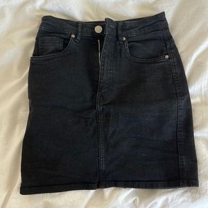 Black Denim Black Jean High Waisted Mini Skirt